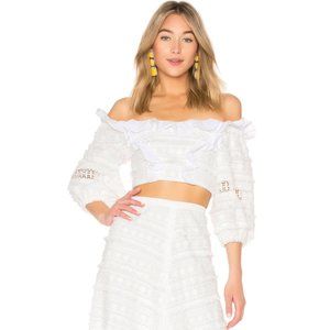 Alexis White Embroidery Phelia Crop Top | Size XS